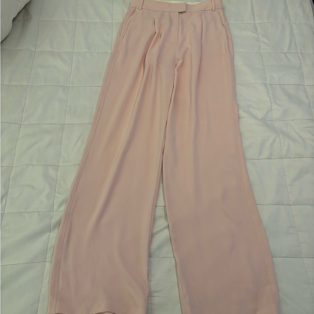 Babaton Wide Leg High-Rise Pants in Blush Pink